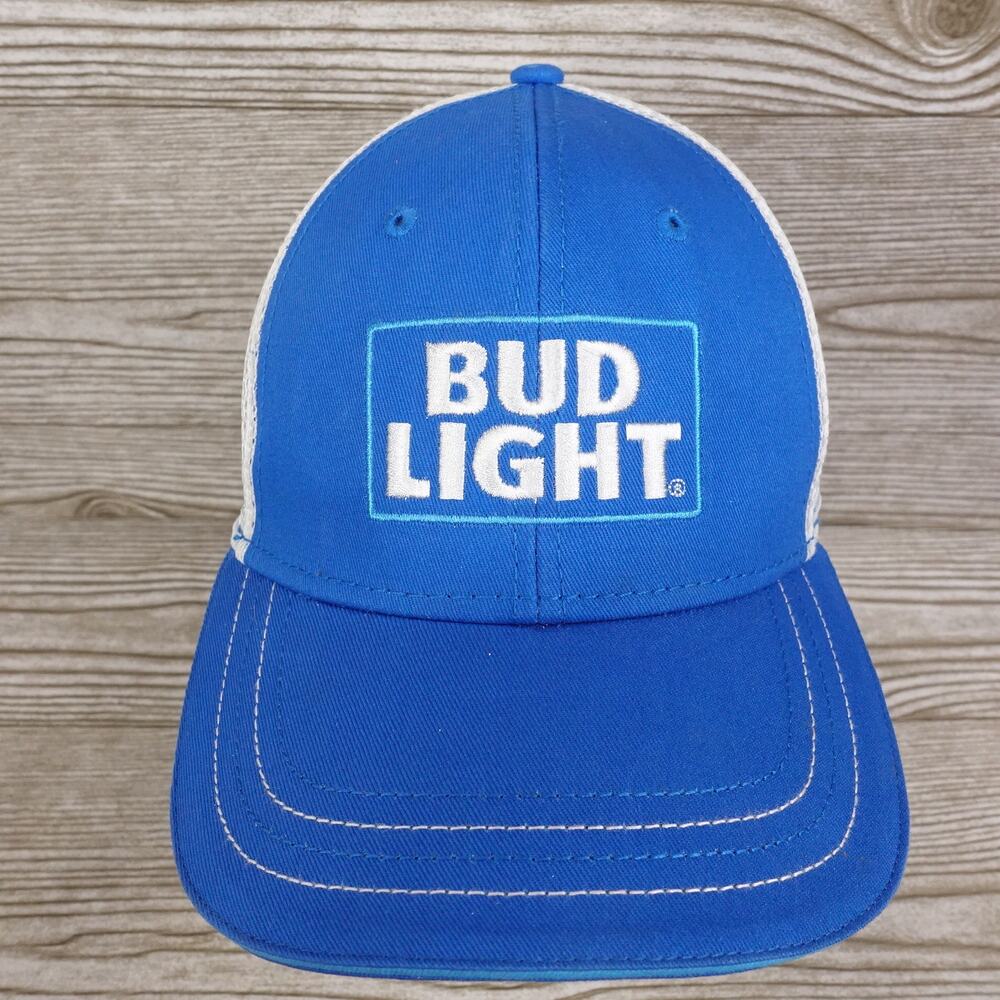 BUD LIGHT BEER PROMO LOGO BLUE‎ VENTED SNAPBACK BASEBALL HAT CAP